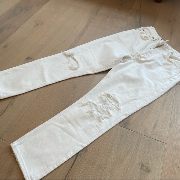 Agolde High Waisted Straight Leg White Denim with Button Fly Size 27 - Picture 8 of 11